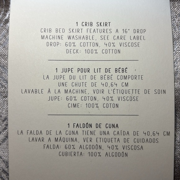 NWT west elm x pbk Metallic Crib Skirt West Elm x Pottery Barn Kids Crib Skirt - Picture 6 of 9